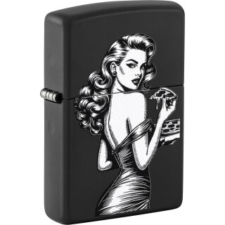 ZIPPO schwarz color Pinup with Pizza 60007590