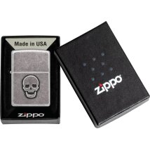 ZIPPO silber antik Stamp Stamped Skull 60007527