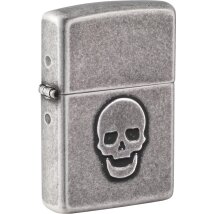 ZIPPO silber antik Stamp Stamped Skull 60007527