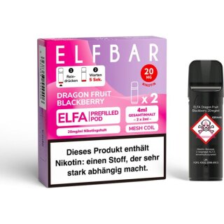 E-Liquidpod ELFBAR Elfa Dragon Fruit Blackberry 20 mg 2 Pods