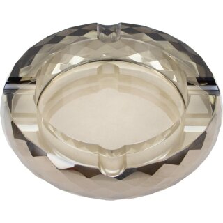 Zigarrenascher Kristallglas rund Rauchglas/silber 4 Ablagen