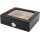 Humidor Lederoptik schwarz/weiße Naht,Glasdeckel