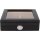 Humidor Lederoptik schwarz/weiße Naht,Glasdeckel