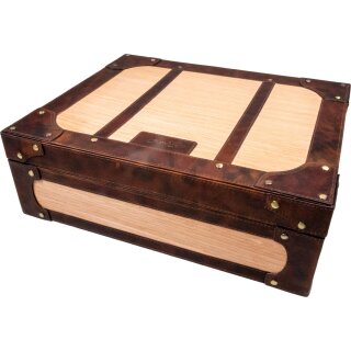 PASSATORE Humidor Leder braun/Holz Nietendesign