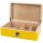 Humidor gelb Pianolack m.Leder schwarz/Stepp.weiß