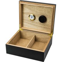 Humidor schwarz matt mit Dekor für ca. 50 Zigarren