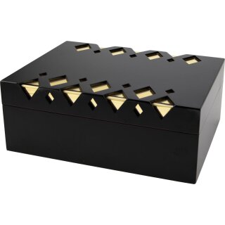 Humidor schwarz matt mit Dekor gold für ca. 50 Zigarren