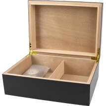 Humidor schwarz matt mit Dekor gold für ca. 50 Zigarren