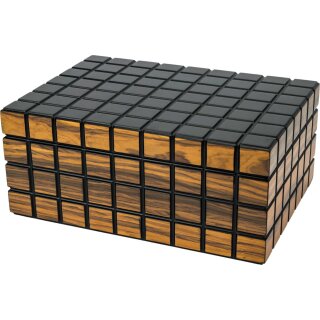 PASSATORE Humidor Rippen schwarz/Makassar matt, 30-40 Zig.