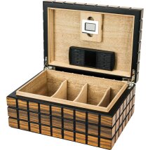 PASSATORE Humidor Rippen schwarz/Makassar matt, 30-40 Zig.