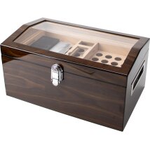 Humidor Ebony Finish Pianolack mit Glastop f. ca. 100 Zig.