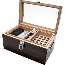 Humidor Ebony Finish Pianolack mit Glastop f. ca. 100 Zig.