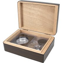 Humidor-Set Walnut Finish Pianolack  für ca. 25...