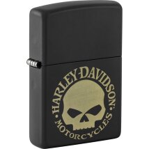 ZIPPO schwarz matt gelasert Harley Davidson Skull
