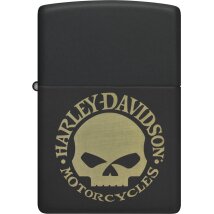 ZIPPO schwarz matt gelasert Harley Davidson Skull