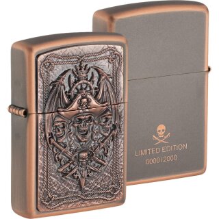 ZIPPO Rustic Bronze Plakette Pirate Skull 2008208